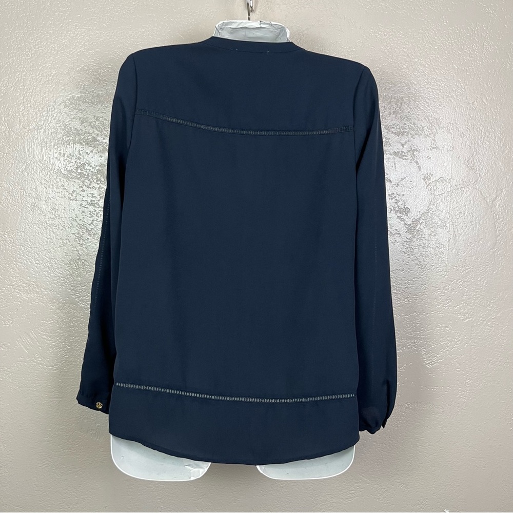 MICHAEL Michael Kors Navy Blue V-neck Long Sleeve Blouse‎ Size M - Picture 13 of 14